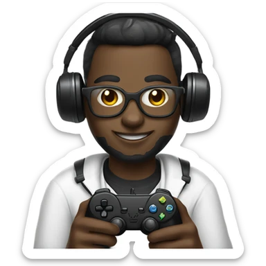 black cat gamer with a gamepad  sticker