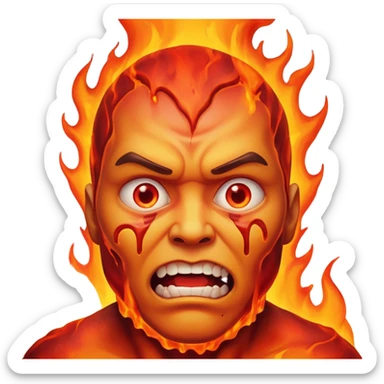 Man with scary face with lava melting him sticker