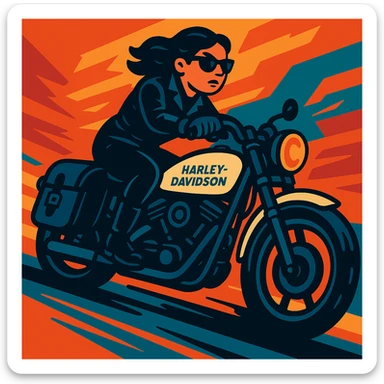 Add black leather saddle bags to the motorcycle, keep the vibrant toon style and all original details. sticker