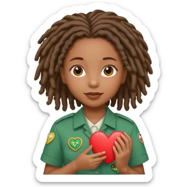 Girl Scouts African American girl with locs heart  sticker