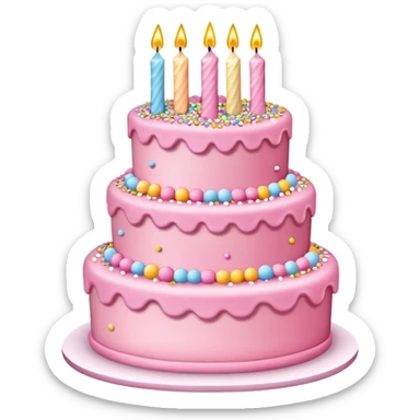 a-big-three-tiered-pink-birthday-cake sticker