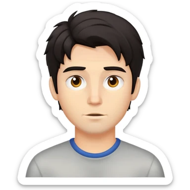 dark haired guy with messy middle parted hair sticker