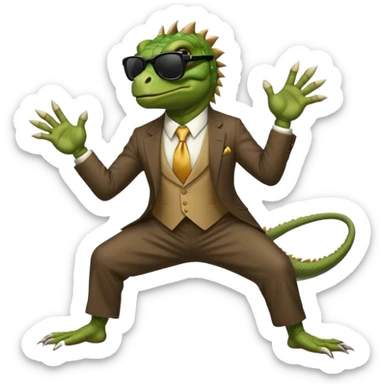 capitalist iguana banker godfather with black sunglasses breakdance sticker