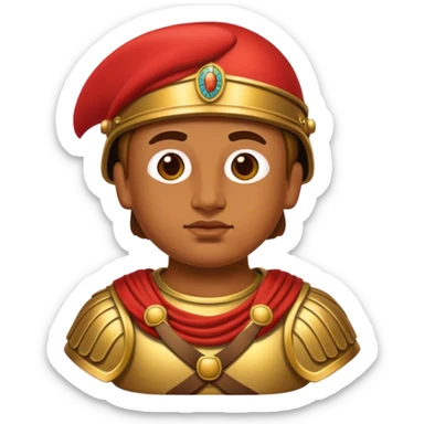 Cinematic Realistic Botero Bronze Roman fat Soldier Emoji. sticker