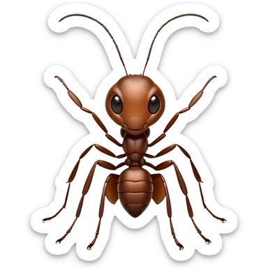 Cinematic Industrious Ant Portrait Emoji, Poised and diligent, with a tiny, meticulously detailed body in earthy tones, sharp, observant eyes and agile limbs, Simplified yet precise and sophisticated features, highly detailed, glowing with a soft, natural luminescence, high shine, intelligent and determined, stylized with an air of hardworking resilience, focused and alert, soft glowing outline, capturing the essence of a watchful ant that appears ready to march out of the screen with effortless precision! sticker