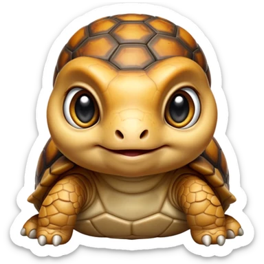 cinematic-baby tortoise-realistic--emoji,,-cute-wise-face-peering-ahead-with-calm-determination,-cute large-eyes-reflecting-centuries of wisdom, sticker