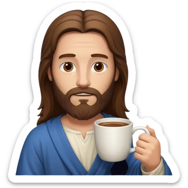 Jesus holding a coffee mug sticker