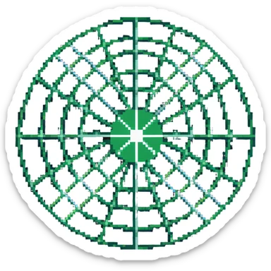 network in a circular blue form with non-blue boxes at intersection points sticker