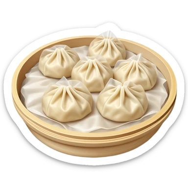 Steaming Chinese dumplings, jiaozi, simple emoji style sticker