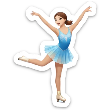 An icon featuring a graceful figure skater performing a spin on a sparkling ice rink. The scene includes a shimmering rink, colorful spotlights, snowflakes gently falling from the sky, and an audience in the stands, with a snowy landscape visible through large windows. Transparent background. sticker