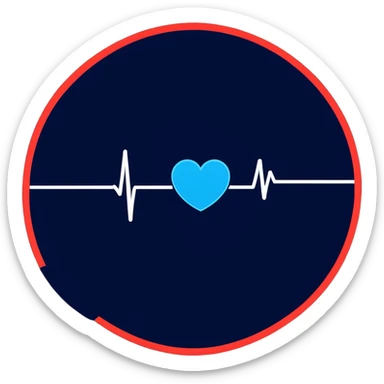 heart with blue and red heartbeat ECG line sticker
