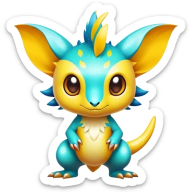 Exotic tropical shiny rare epic cute Fakémon-creature, full body, with random markings sticker
