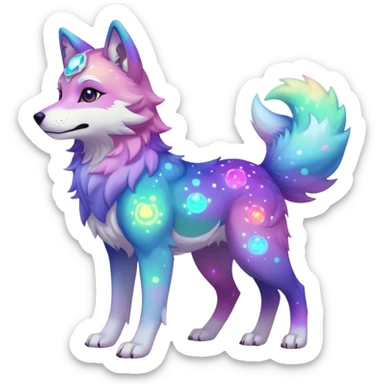 anthropomorphic anthro kawaii cute colorful shiny pastel nebula furry wolf-fursona furry (full body) sticker
