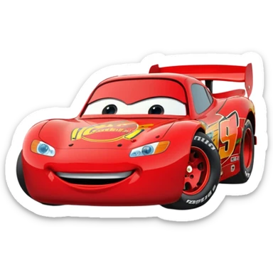 Lightning McQueen 95, red race car, winking, cartoon style sticker