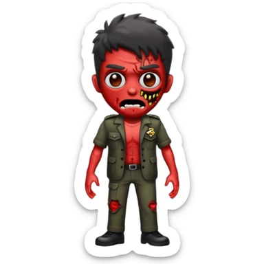 Emoji de zumbi masculino com a roupa preta e o fundo preto sticker