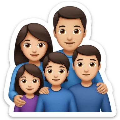Hispanic family of five: mom, dad, oldest son, younger son, youngest daughter, all with medium skin and dark brown hair sticker
