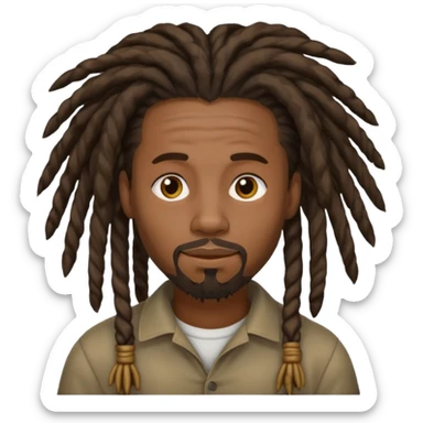 Hazme un emoji de un hombre negro con rastas y una pequeña perilla sin bigote sticker