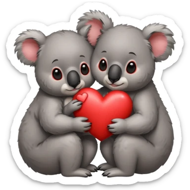 koalas cuddling with heart between them sticker