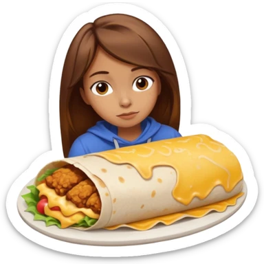 Girl with brown hair "resting chicken burrito face" sticker