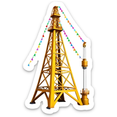 Oil derrick with confetti sticker