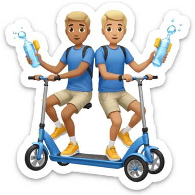 2 men on mobility scooters with water pistols sticker