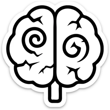 icon of brainrot as a brain with spirals and cracks, clean lines, flat icon style sticker