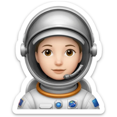 Astronaut in white EVA suit with silver visor helmet sticker