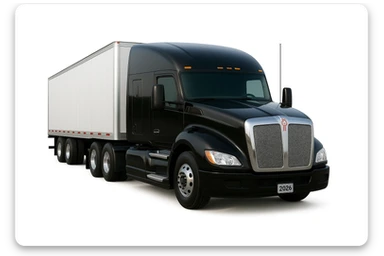 Increase realism to the maximum for this 2026 Kenworth T680 Flat Top semi sleeper, with lifelike details, accurate lighting, chrome, and paint reflections, no air filters, flat top sleeper cab prominent, no background. Render in ultra-realistic photographic style with perfect lighting and detailed chrome and paint reflections, no background. sticker