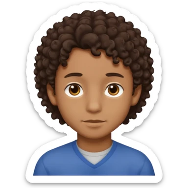 Menino de pele morena de olho castanho meio preto e cabelo cacheados mais nem tanto sticker