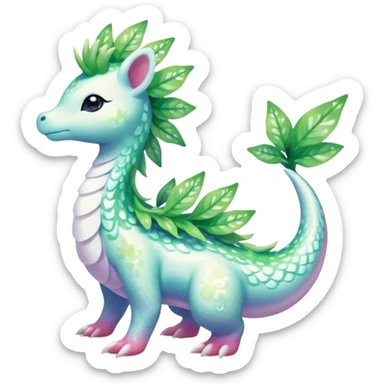 Shiny Sparkly beautiful gorgeous ethereal Scaley Exotic Shaymin-Aurorus-Dragonair-Fakémon-hybrid-creature (full body) sticker