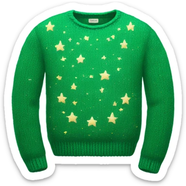 Knit green sweater with starry design sticker