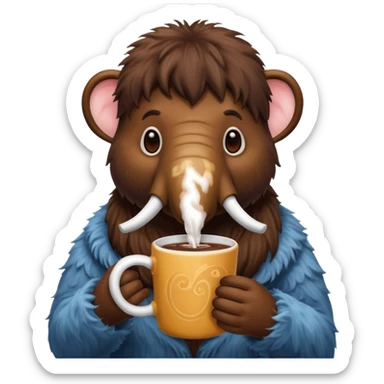 A mammoth who drinks a hot chocolate sticker