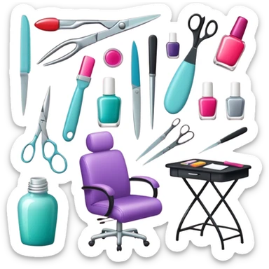 Create a cohesive and stylish set of emojis specifically for a professional nail technician.  sticker