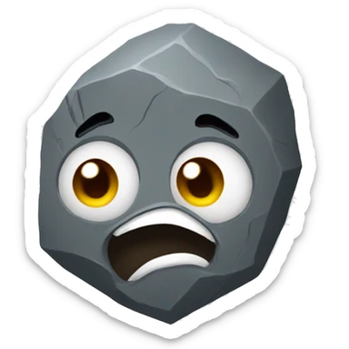Rock with a derpy face sticker