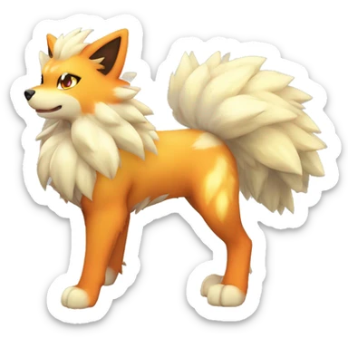 Colorful Shiny Kawaii Cute Arcanine—Vulpix-Fakémon-Pokémon full body sticker