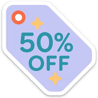 label with hand lettering 50% off with stars  sticker
