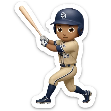 Padres baseball player hitting a homerun sticker