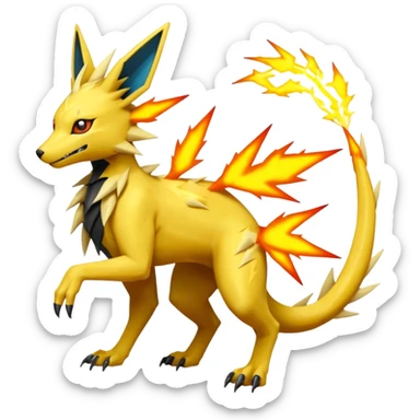 Jolteon-Salandit-Electrike-Zeraora-Fakémon-hybrid-creature (full body)  sticker