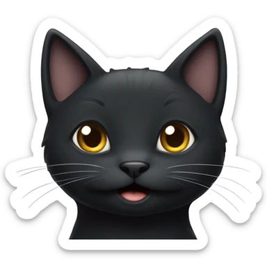 Black cat with white neck with silly face sticker