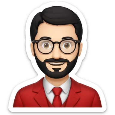Professor in the la casa de papel TV show, with black hair and beard sticker