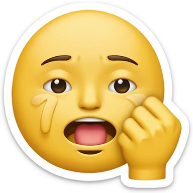 crying emoji covering mouth with fist upside right sticker