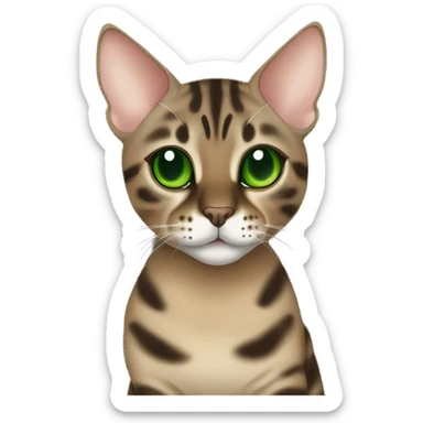 Sepia charcoal Bengal cat with Green eyes with Rosetten standing sticker