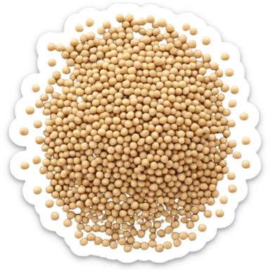small pile or loose scatter of uncooked quinoa grains, beige to light golden tones, round bead-like shape, slightly matte surface, smooth and evenly sized grains, subtle natural variation, no bowl, spoon, or garnish, soft lighting, subtle shadows, emoji scale sticker
