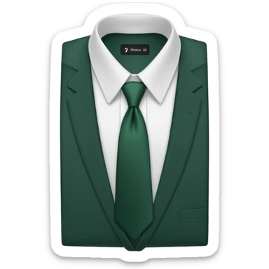 men's dark green tie on white shirt, minimalism, no emojis or faces, iOS emoji style sticker