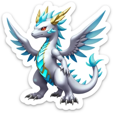 cool edgy cute shiny colorful ethereal legendary godly Archeus-Kyurem-Digimon-Fakemon-animal-hybrid full body sticker