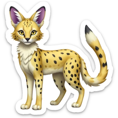 Epic Edgy Colorful ethereal eldritch Sergal-Serval-Vernid full body sticker