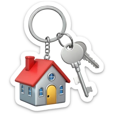 keyring with keys and a house-shaped keychain, emoji style sticker