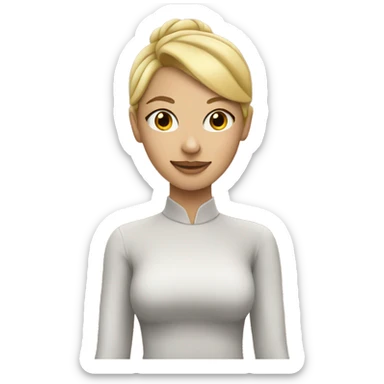 Girl with Blonde hair in bun holding orange gat sticker