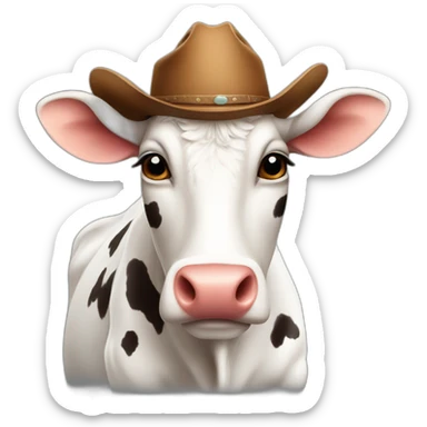 beautiful cow with a hat cowboy sticker