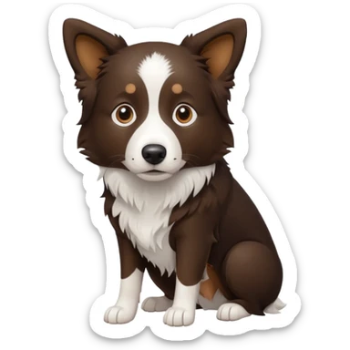 Border collie de cuerpo café oscuro y pecho blanco  sticker